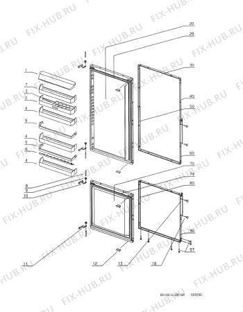 Взрыв-схема холодильника Electrolux EK3065LIBR - Схема узла Door 003